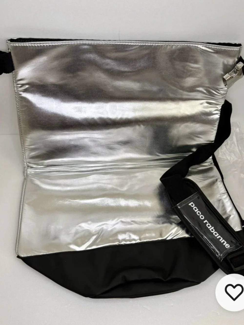 Paco Rabanne Silver Men’s Tote with Black Strap